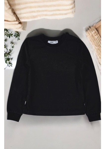 Unisex Çocuk Bisiklet Yaka Uzun Kollu Likralı Tişört Body
