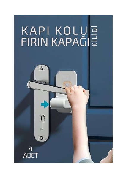Çocuklara Kapı Kolu ve Fırın Kapağı Güvenlik Kilidi 4 Adet