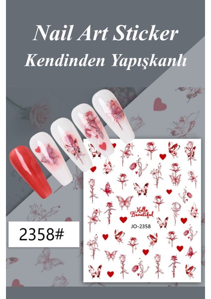 4 Adet Kendinden Yapışkanlı Tırnak Sticker, Nail Art, Tırnak Süsleme, Tırnak Dövmesi