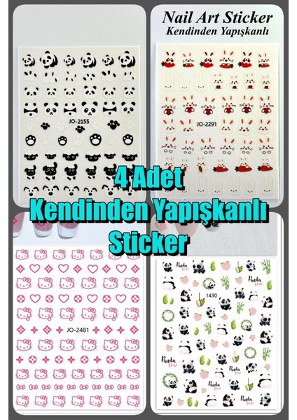 4 Adet Kendinden Yapışkanlı Tırnak Sticker, Nail Art, Tırnak Süsleme, Tırnak Dövmesi