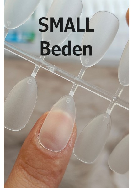 100 Adet SMALL beden BADEM KISA Takma Tırnak Seti Özel Kutuda ve Yapıştırıcı Hediyeli