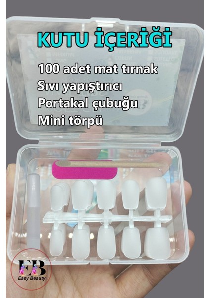 100 Jel Tips LARGE beden ÇOK KISA KÜT Takma Tırnak Seti. Özel Kutuda. Yapıştırıcı Hediyeli