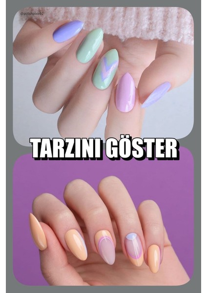 100 Adet LARGE Beden BADEM KISA Takma Tırnak Seti. Özel Kutuda ve Yapıştırıcı Hediyeli