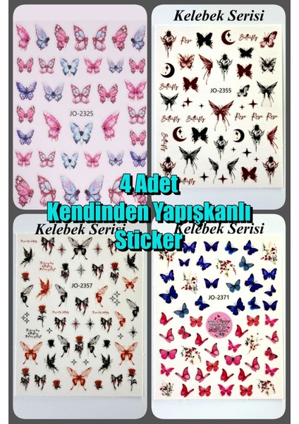 4 Adet Kendinden Yapışkanlı Tırnak Sticker, Nail Art, Tırnak Süsleme, Tırnak Dövmesi