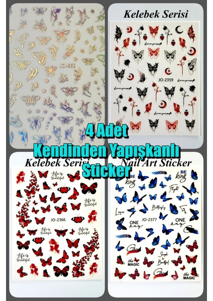4 Adet Kendinden Yapışkanlı Tırnak Sticker, Nail Art, Tırnak Süsleme, Tırnak Dövmesi