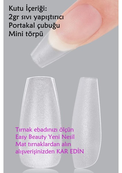 100 Adet XSMALL Beden KÜT Takma Tırnak ORTA Uzunlukta Tabut Şekil Yapıştırıcı Hediyeli modelleri