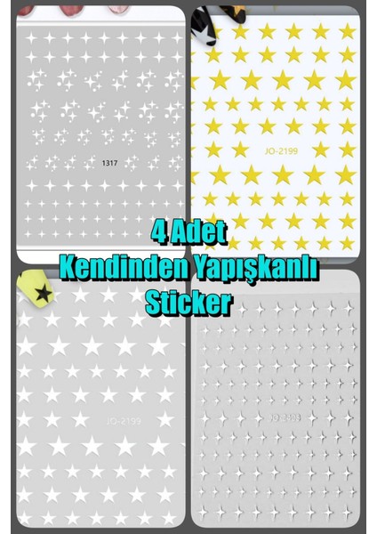 4 Adet Kendinden Yapışkanlı Tırnak Sticker, Nail Art, Tırnak Süsleme, Tırnak Dövmesi