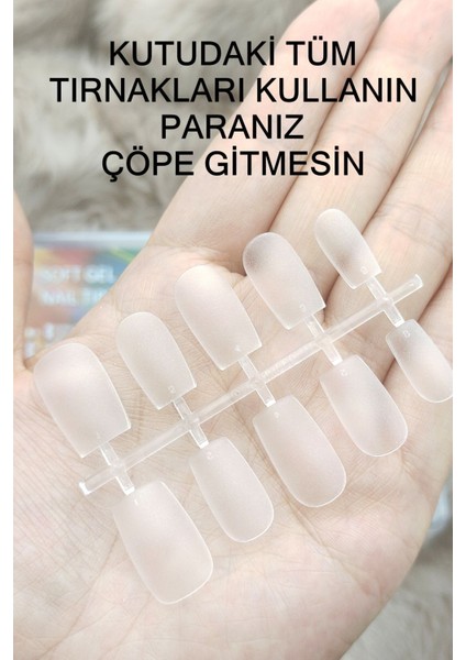 100 Adet LARGE Beden KARE Takma Tırnak Seti ORTA Uzunlukta Yapıştırıcı Hediyeli fırsatları