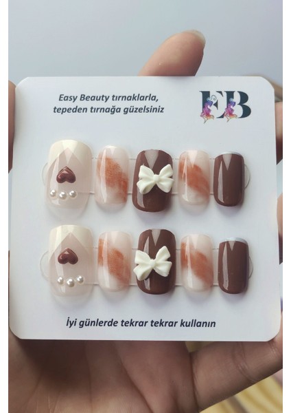 24 Adet Fiyonklu French Kısa Takma Tırnak Seti Yapıştırıcı Bant Hediyeli DZ118