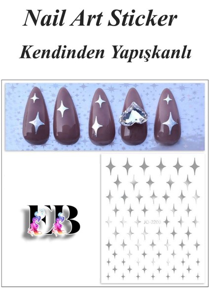 4 Adet Kendinden Yapışkanlı Tırnak Sticker, Nail Art, Tırnak Süsleme, Tırnak Dövmesi