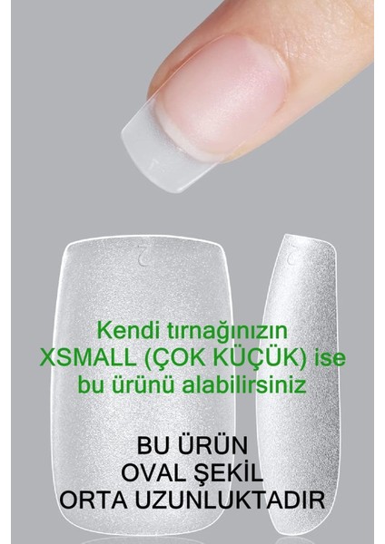 100 Adet XSMALL Beden KARE Takma Tırnak Seti ORTA Uzunlukta Yapıştırıcı Hediyeli