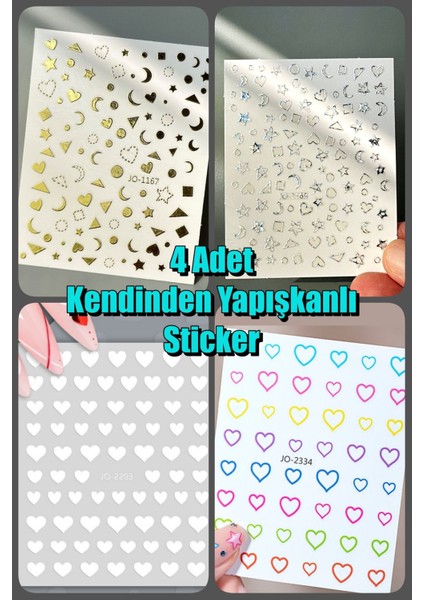 4 Adet Kendinden Yapışkanlı Tırnak Sticker, Nail Art, Tırnak Süsleme, Tırnak Dövmesi