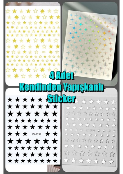 4 Adet Kendinden Yapışkanlı Tırnak Sticker, Nail Art, Tırnak Süsleme, Tırnak Dövmesi