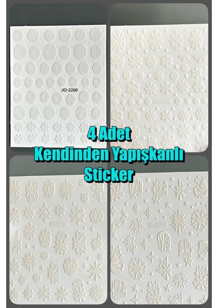 4 Adet Kendinden Yapışkanlı Tırnak Sticker, Nail Art, Tırnak Süsleme, Tırnak Dövmesi