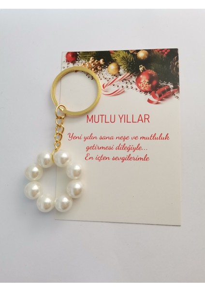 Yılbaşı Hediyesi Yeni Yıl Hediye Inci Halka Anahtarlık Çanta Süsü
