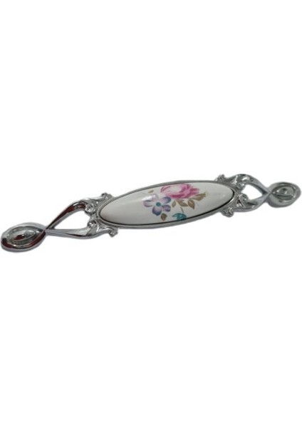Miray 128 mm Metal Krom Kasa Beyaz Çiçek Desenli / 5 Adet fırsatları