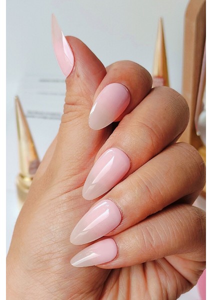 24 Adet Badem Takma Tırnak Seti Protez Tırnak Görünümlü Yapıştırıcı Bant Hediyeli DY195