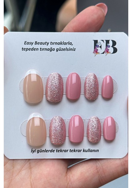 24 Adet Nail Art Takma Tırnak Seti Yapıştırıcı Bant Hediyeli W1167