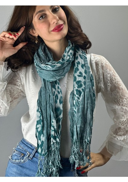 Leopar Desenli Yumuşak Unisex Şal Fular 190X65 cm