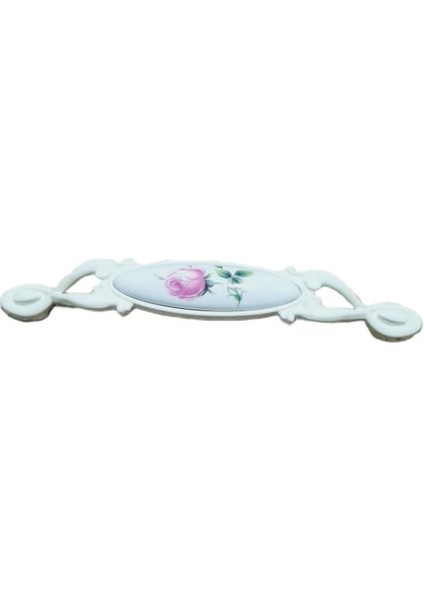 Miray 96 mm Metal Beyaz Kasa Beyaz Gül Desenli / 5 Adet
