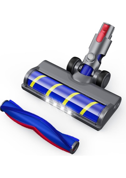 Dyson V7 V8 V10 V11 V15 Elektrikli Süpürgeler Için Zemin Aparatları LED Işıklı Yedek Fırça Başlığı + V Kıllı Silindir (Yurt Dışından) indirimleri