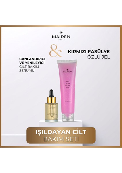 Beauty Işıldayan Cilt Bakım Seti, Kırmızı Fasülye Özlü Jel & Canlandırıcı ve Yenileyici Serum
