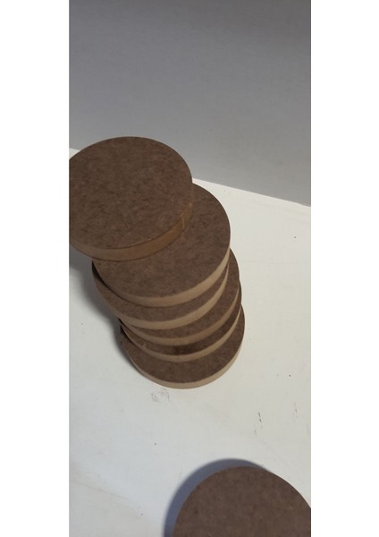 8 adet, 8 cm Çapında, Merkez Noktası Işaretli 18 mm Mdf Disk