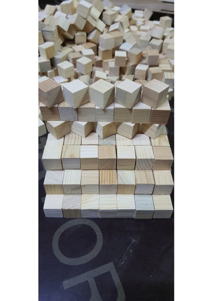 1×1×1 cm Masif Ahşap Küp Bloklar 100 Adet