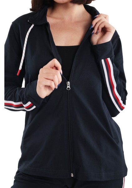 Kadın Şeritli Lacivert Eşofman Takımı modelleri