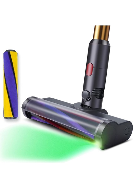 Dyson V7 V8 V10 V11 V12 V15 Için Başlık Değiştirme, Toz Algılama Işıklı Zemin Aparatı ile Temizleyici Başlık Yumuşak Rulo Fırça (Yurt Dışından)