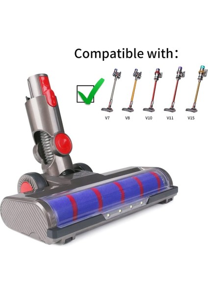 Dyson V8 V7 V10 V11 Elektrikli Süpürgeler Için Motorlu Zemin Fırça Kafası Yumuşak Rulo Fırça ile LED Far Aksesuarları (Yurt Dışından)
