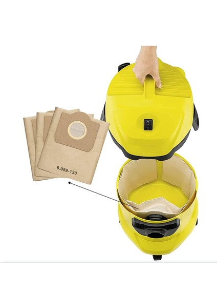 10 Adet Toz Torbaları Yedek Karcher 6.959-130 A2204 A2656 WD3200 WD3300 Mv3 Mv3 Elektrikli Süpürge Toz Torbası Yedek Parça (Yurt Dışından)