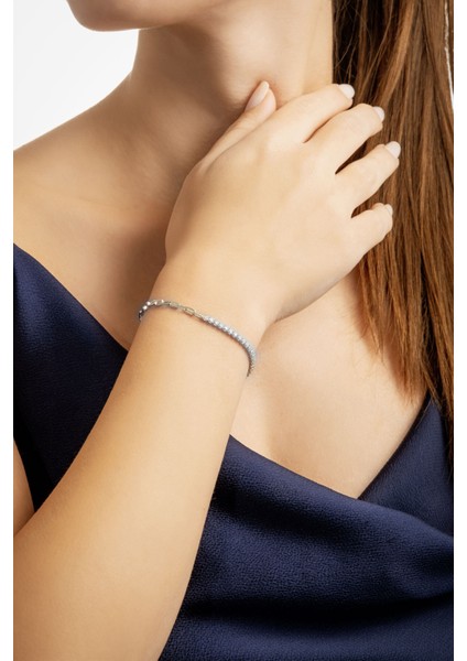 Zarafet 18 Ayar Beyaz Altın Kaplama 19 cm Gümüş Bileklik modelleri