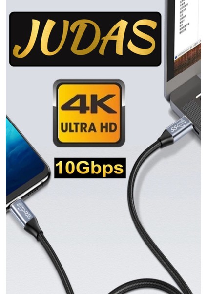 C4 Type-C To Type-C 5A/100W/10GBPS Şarj Data ve 4K Görüntü Aktarım Kablosu -2mt