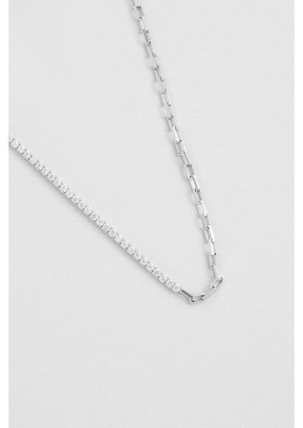 Zarafet 18 Ayar Beyaz Altın Kaplama 45 cm Gümüş Su Yolu Kolye fiyatları