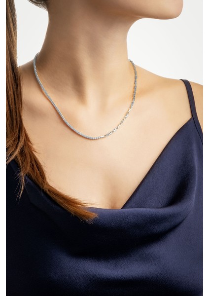 Zarafet 18 Ayar Beyaz Altın Kaplama 45 cm Gümüş Su Yolu Kolye modelleri