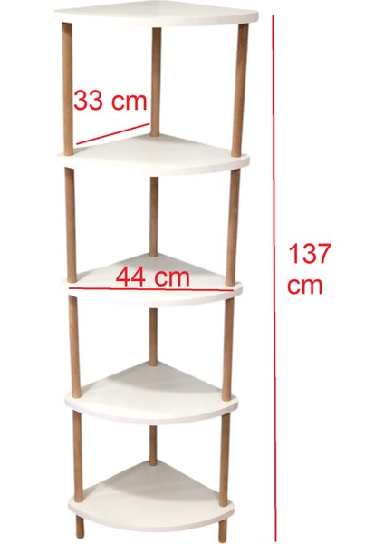 5 Raflı Dekoratif Köşe Rafı Aksesuar Rafı Kitaplık