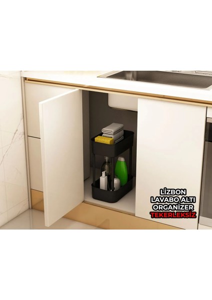 Lizbon Çok Amaçlı 2 Katlı Banyo Organizer Düzenleyici Dolap Içi Tezgah Altı Tekerleksiz Organizer