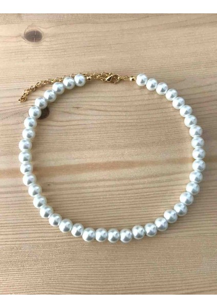 Kadın Trend Cam Inci Choker Tasma Kolye