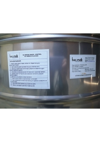 Paslanmaz Çelik Su Deposu 1150 Lt Çap 100 cm - Yükseklik 1500 cm