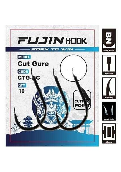 Cut Gure Deliksiz Düz Olta Kancası 10 No
