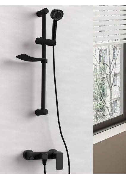 Siyah Banyo Bataryası ve Siyah Sürgülü Duş Seti - 270B