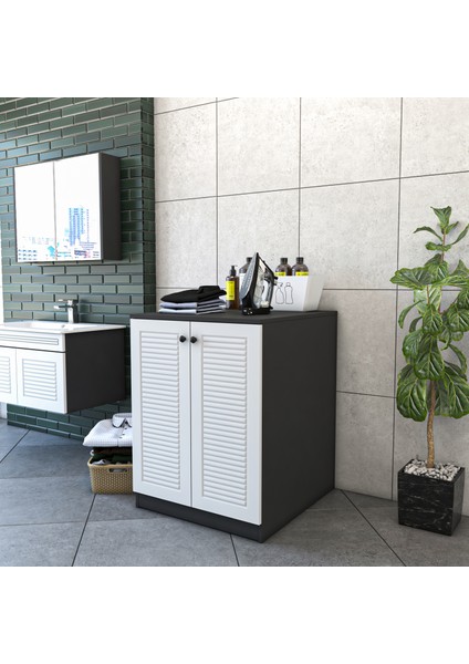 Yıldız Elegance Banyo Dolabı Çamaşır Makinesi Alt Luxe Antrasit - Beyaz