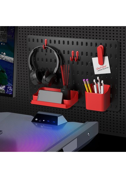 Smilesepet Çok Amaçlı Organizatör Pano Parçası Kanca 3 Adetkırmızı