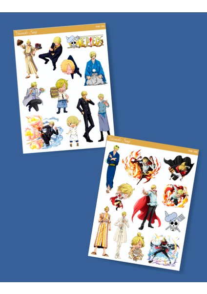 Vinsmoke Sanji - One Piece 2'li Sticker Etiket Seti Anime Çıkartmaları - Karabacak Sanji