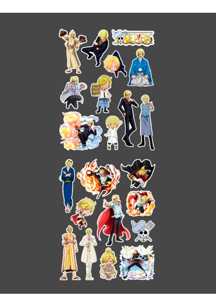 Vinsmoke Sanji - One Piece 2'li Sticker Etiket Seti Anime Çıkartmaları - Karabacak Sanji