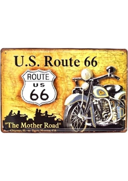 Koleksiyon Route 66 Motorcycle Metal Plaka Levha 20X30CM