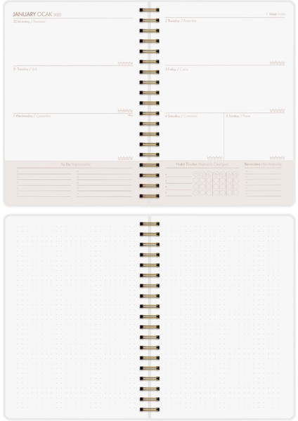 Le Color 2025 Haftalık Ajanda Spiralli A5 Melon