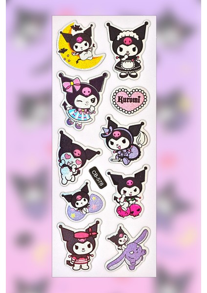 Kuromi Sticker Simli Parıltılı Çıkartma Etiket