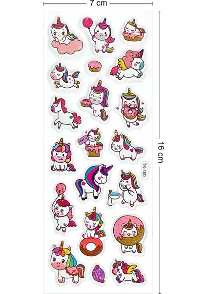 Unicorn Kabartmalı Sticker Çıkartma Etiket